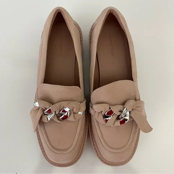 NORDSTROM Trinity Lug Sole Leather Loafer In Pink Peach NEW - Picture 5 of 13